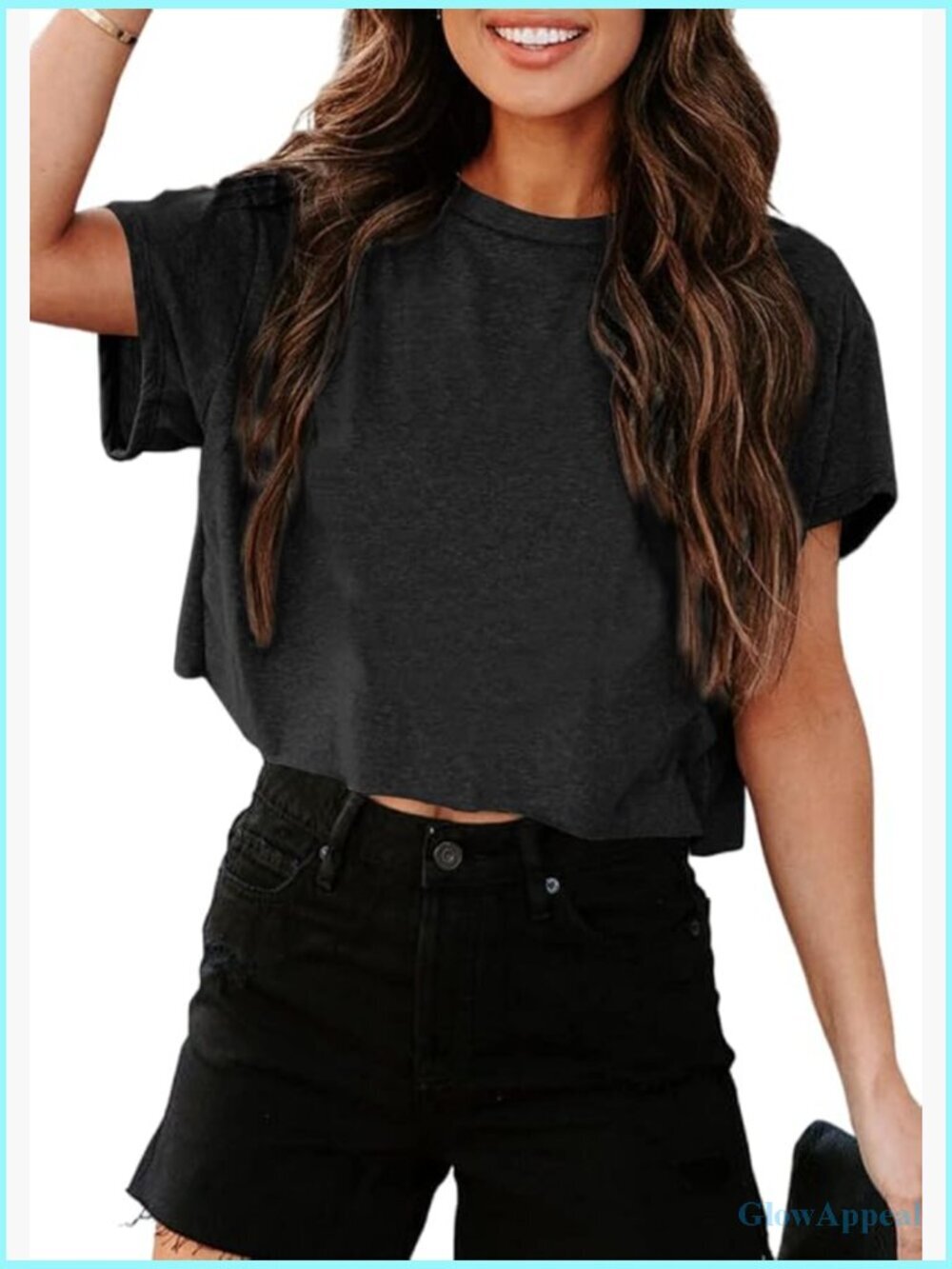 Women's Short Sleeve Cropped T-Shirt Crew Neck Loose Fit Summer Basic Tee
